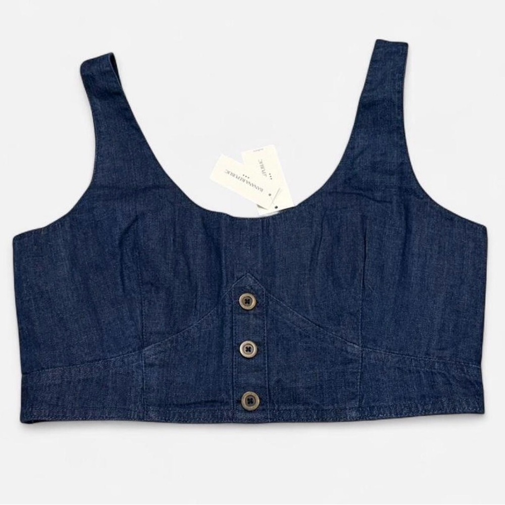 Banana Republic Denim Cropped Button Front Vest Top Size 6